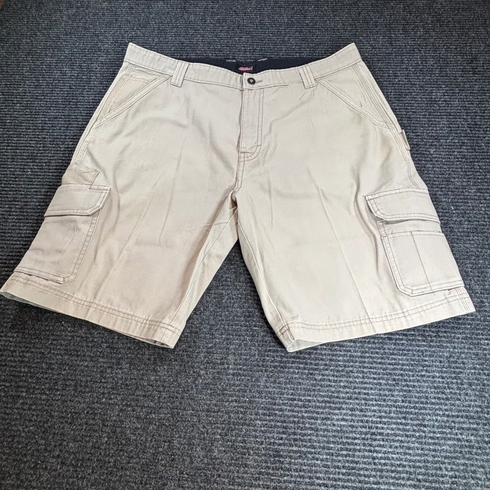 Genuine Dickies Mens Khaki Tan Ripstop Cargo Shorts Size 36 Workwear Utility